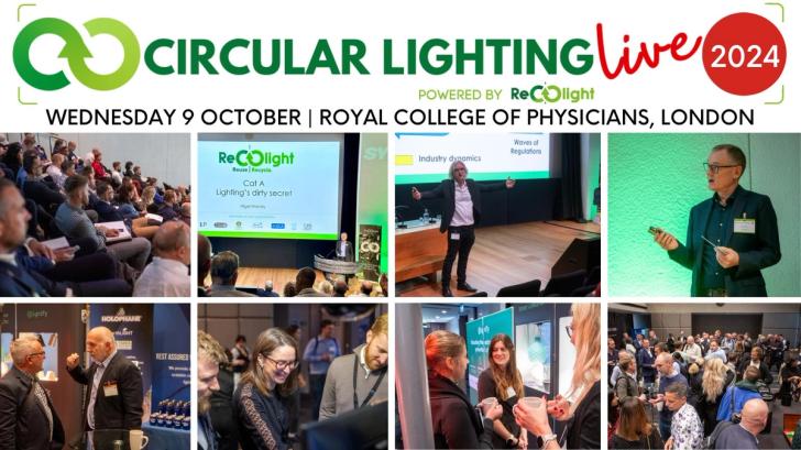 Circular Lighting Live collage promoting event with images from last year's conference and exhibition