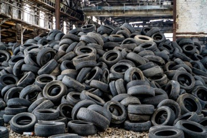 Pile of waste tyres