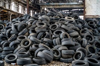 Pile of waste tyres