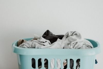 washing basket with clothes