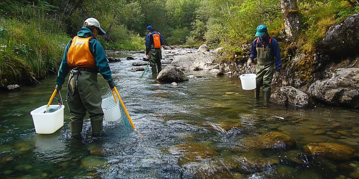 Biomonitoring survey being conducted in river