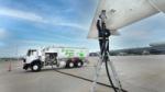 Sustainable Aviation Fuel being pumped into a aircraft