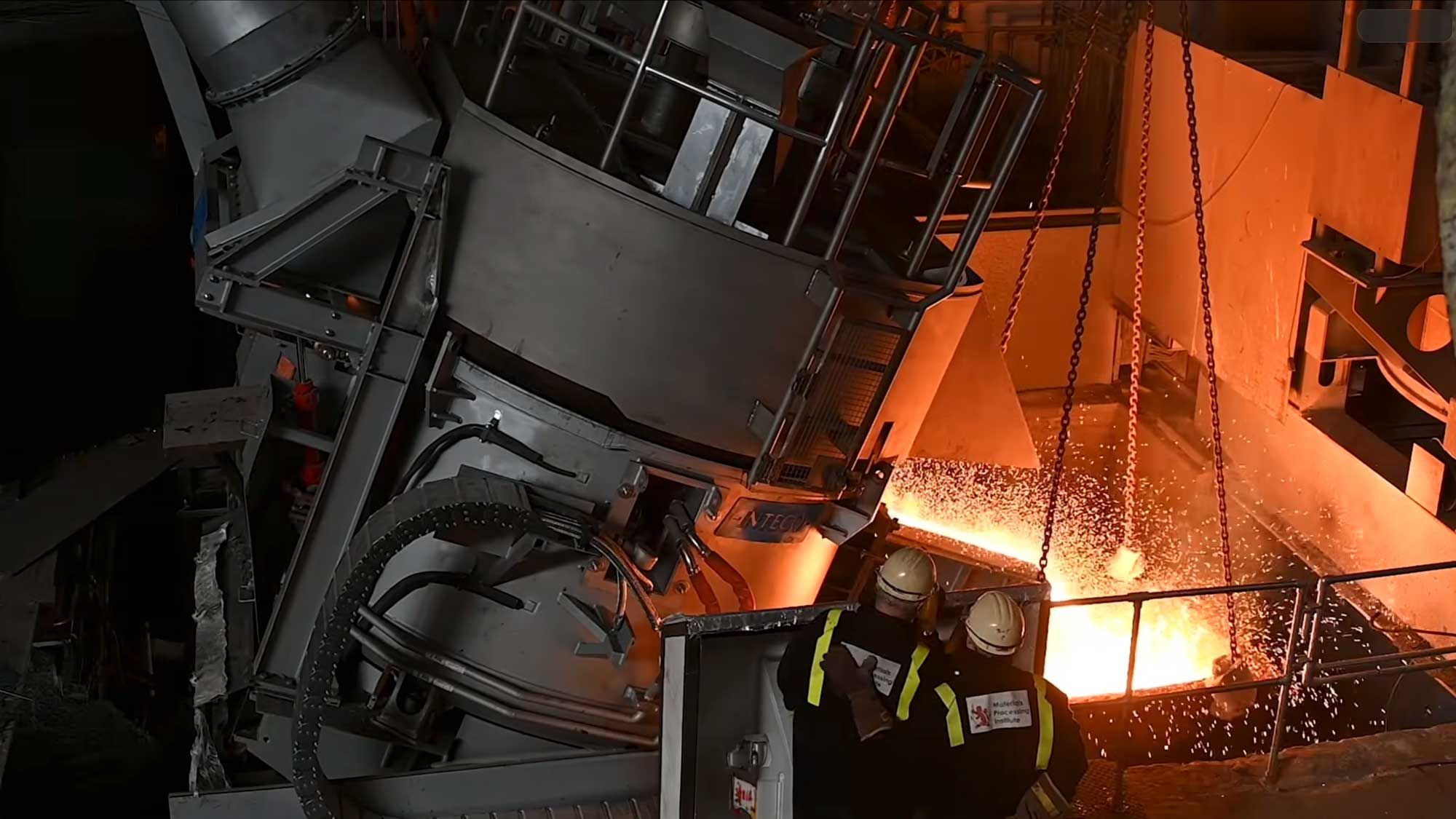 Recycled steel melted in the electric arc furnace
