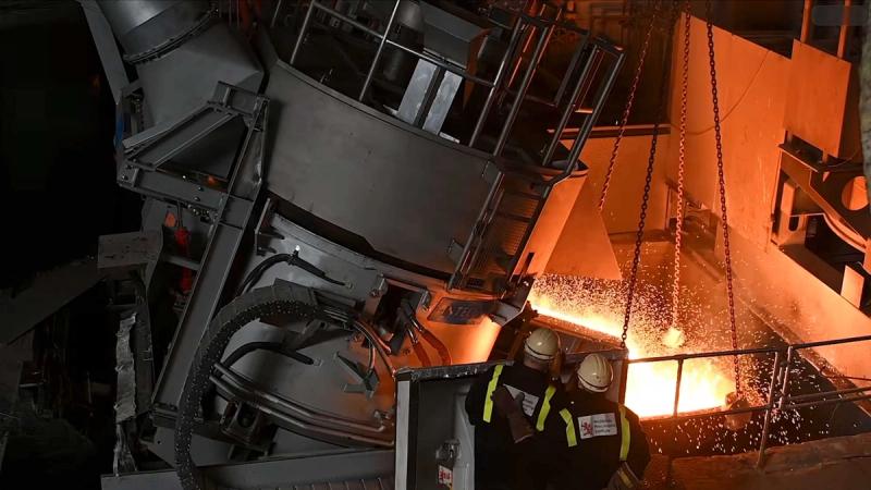 Recycled steel melted in the electric arc furnace
