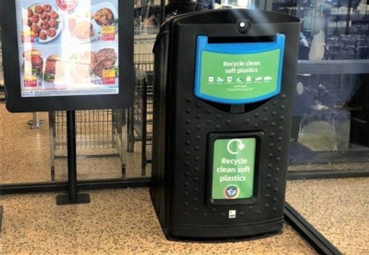 Container for collecting soft plastics in Aldi store