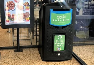 Container for collecting soft plastics in Aldi store