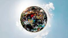 Picture of circular planet made from waste
