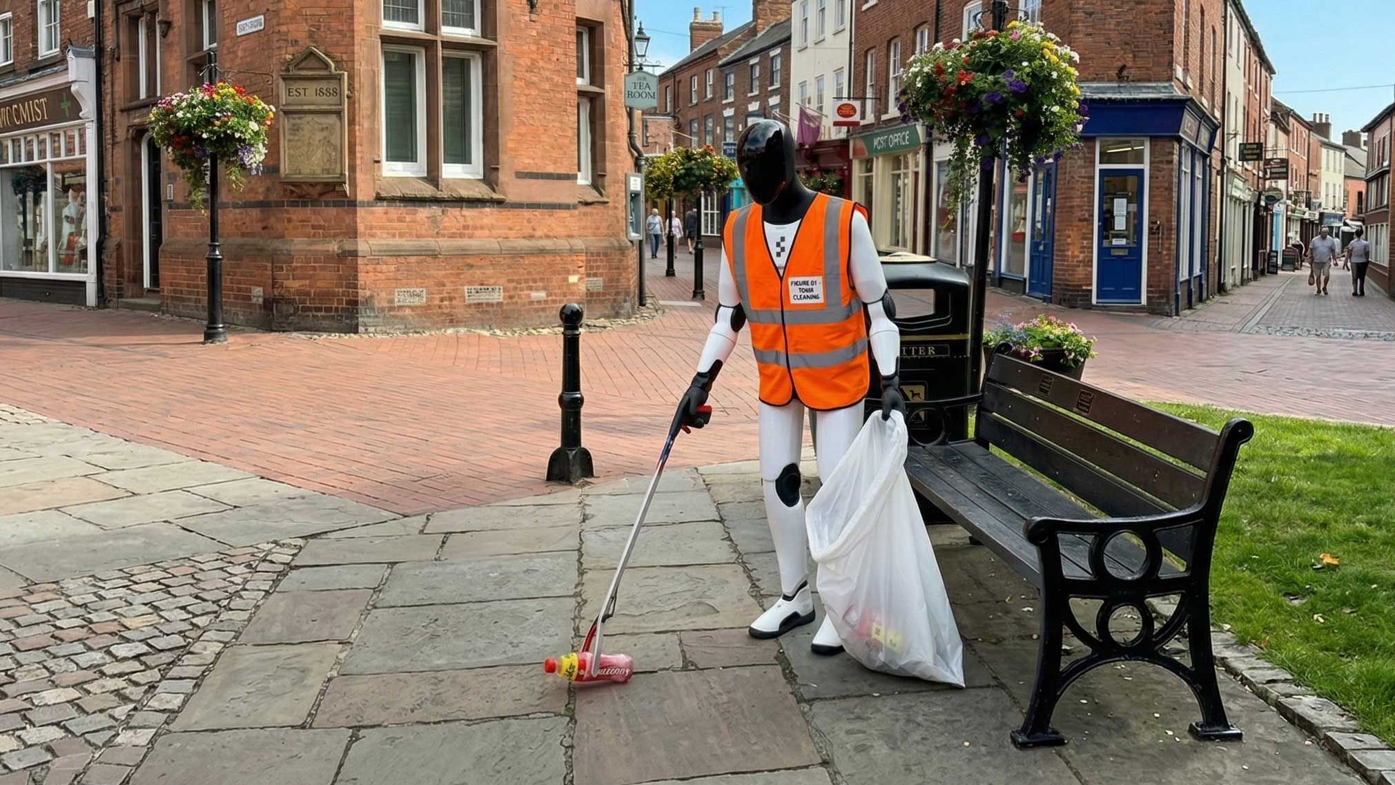 Humanoid robot picking up litter (April Fool Article)