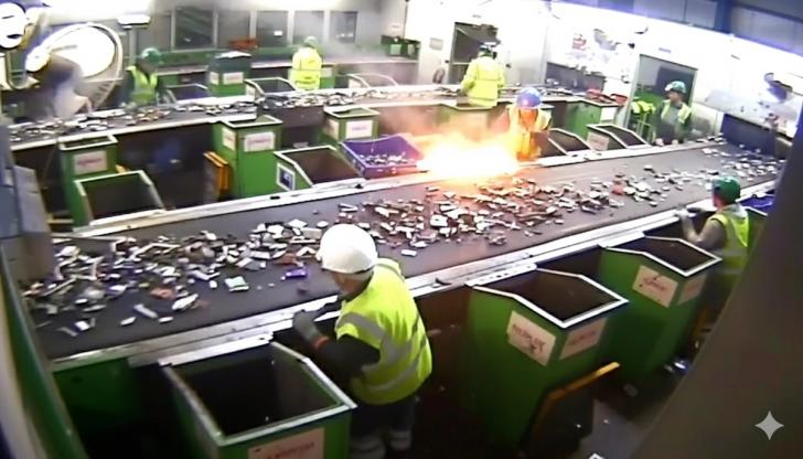 Fire breaks out on sorting line at a Materials Recovery Facility ©ESA
