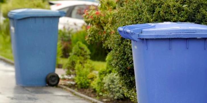 Blue 240l bins on a street