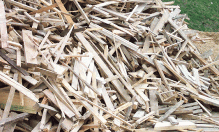 A pile of shredded wood