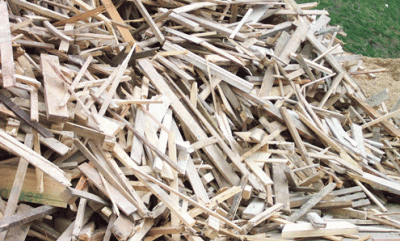 A pile of shredded wood