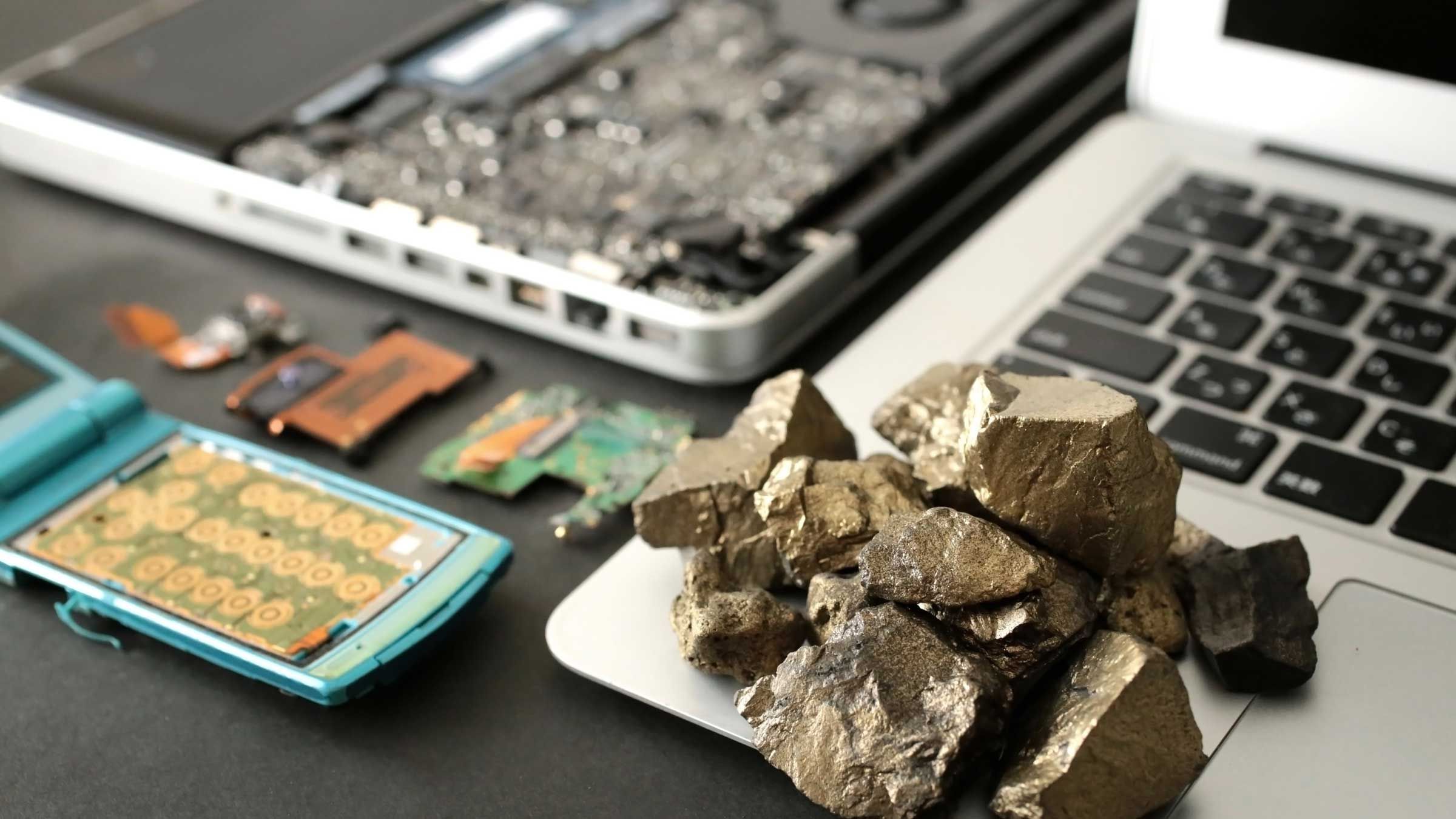 Rare earth metal placed on top of a laptop