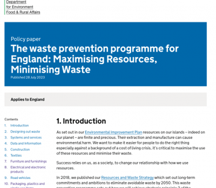 Waste prevention policy paper