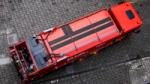 Aerial view of a refuse collection vehicle in England