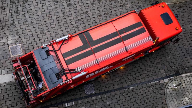 Aerial view of a refuse collection vehicle in England