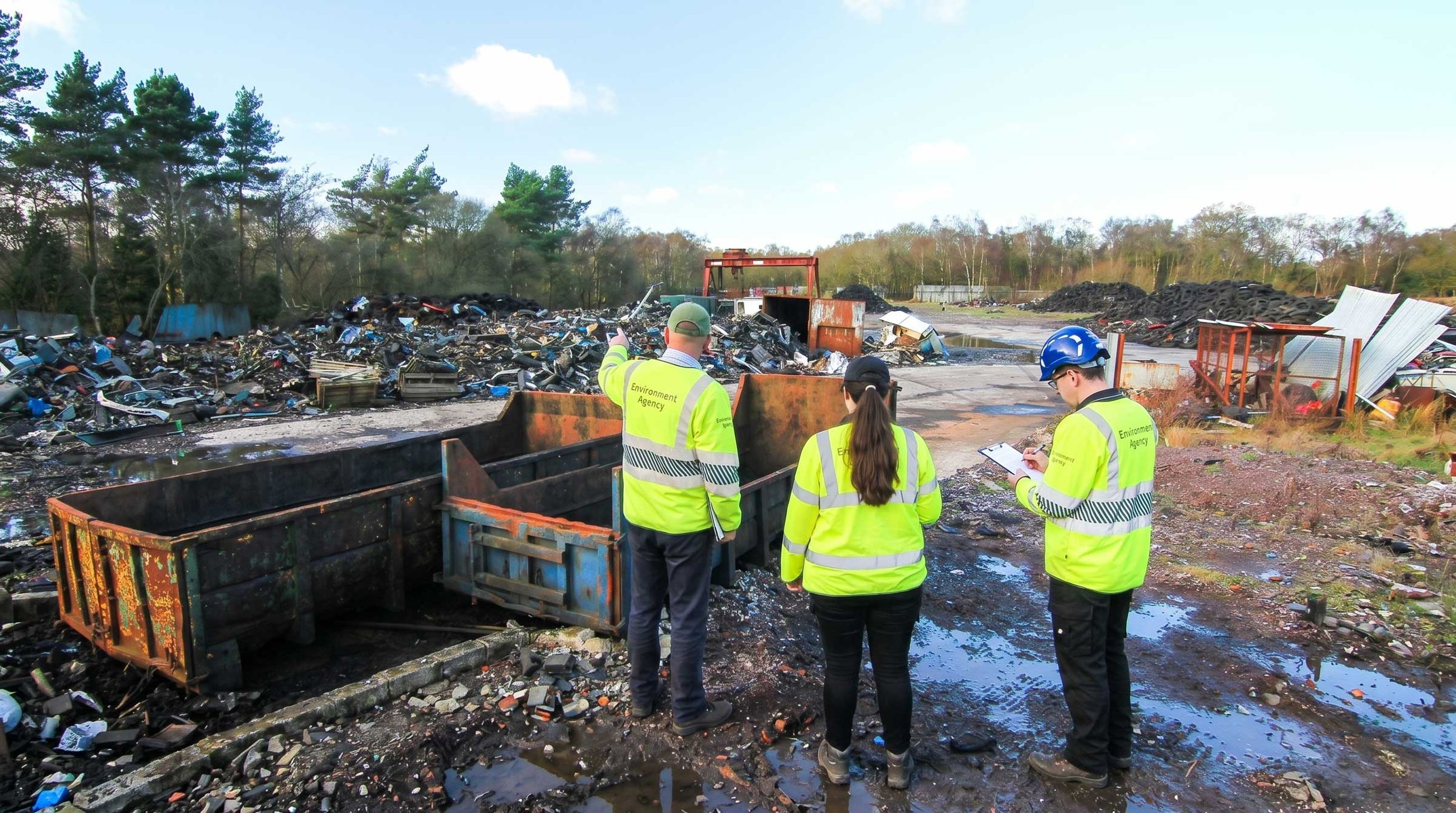Environment Agency inspectors at a waste site