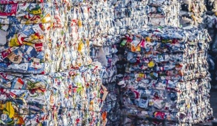 Plastic waste bales