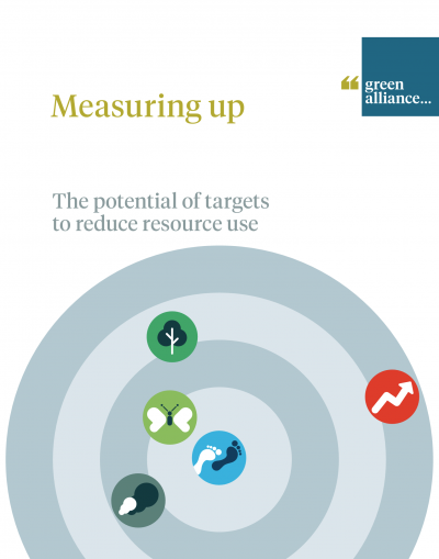 Illustrated image with environmental icons from the cover of the Measuring Up report