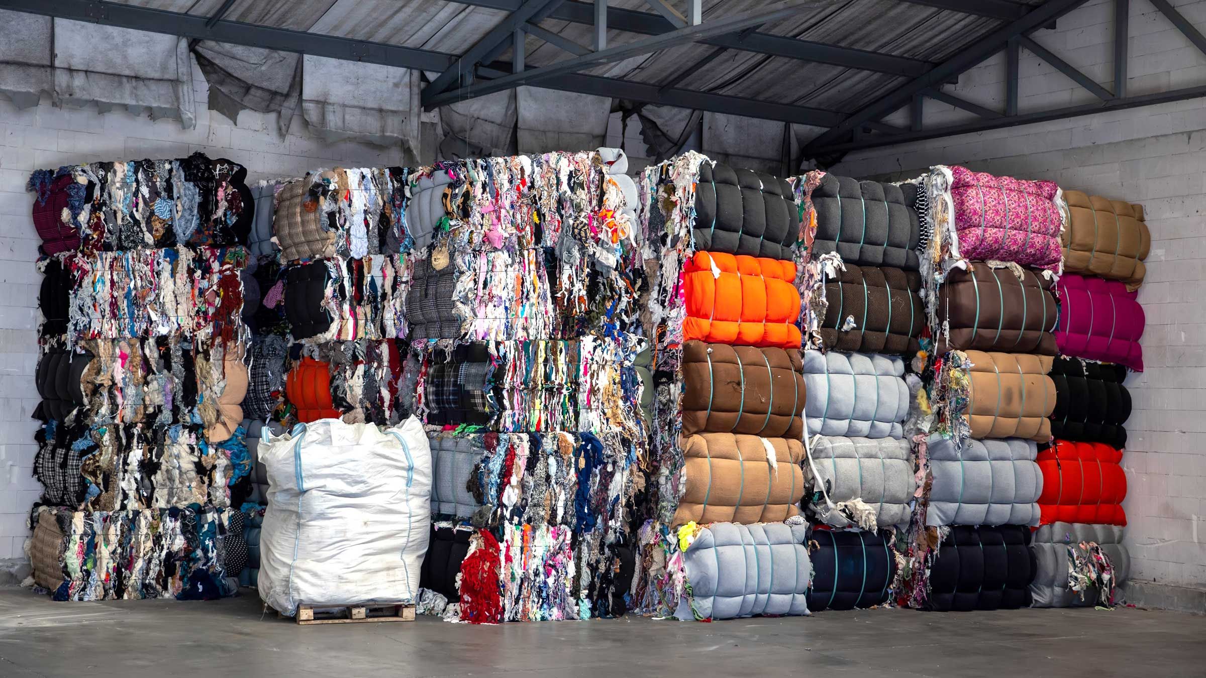 Bales of textiles for export