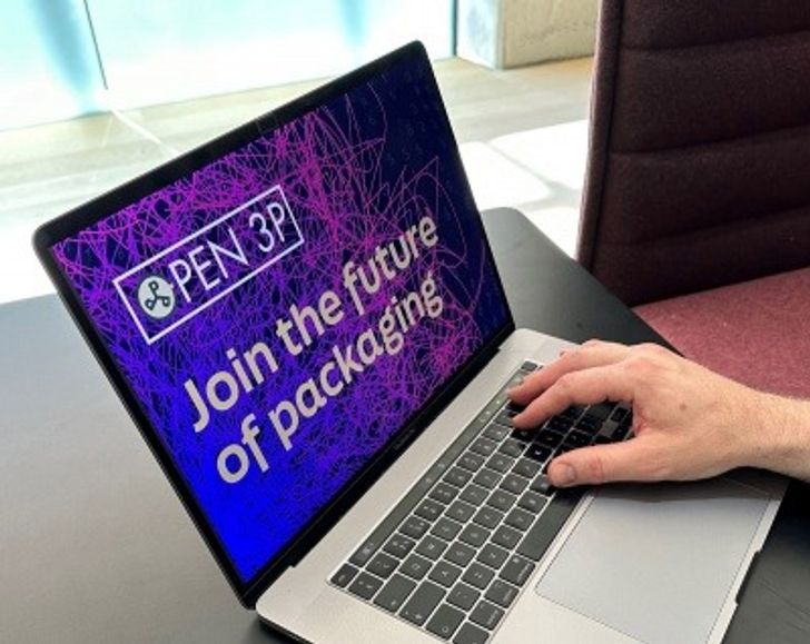 Laptop screen with text highlighting Open 3P Standard for packaging data 