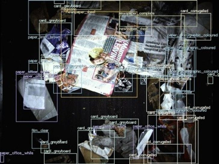 Computer-vision image of fibre on a sorting line