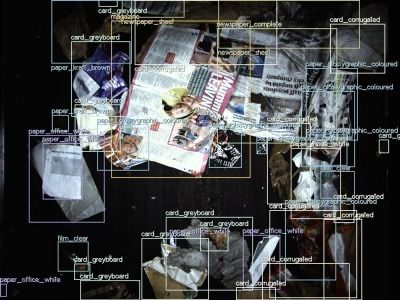 Computer-vision image of fibre on a sorting line