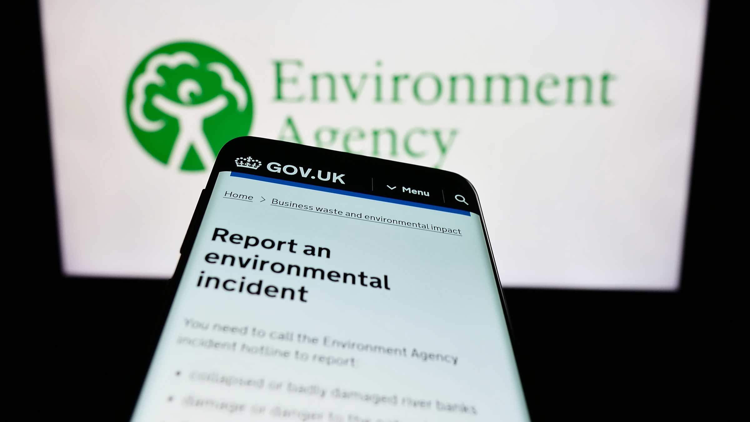 Smart phone browser with webpage for reporting environmental incident to the Environment Agency