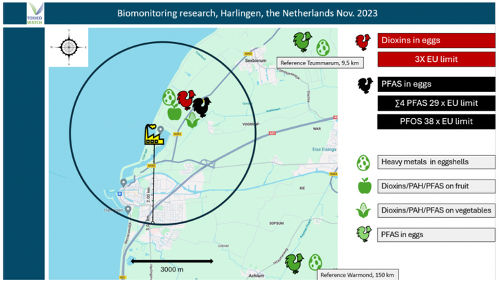 Figure 1: Biomonitoring research results, Harlingen, the Netherlands 2023, © 2024 TOXICOWATCH FOUNDATION