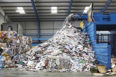 Surplus waste at recycling facility