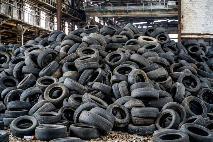 Pile of waste tyres