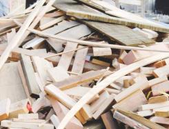 Clean waste wood sorted for recycling