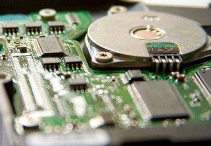 View of computer motherboard