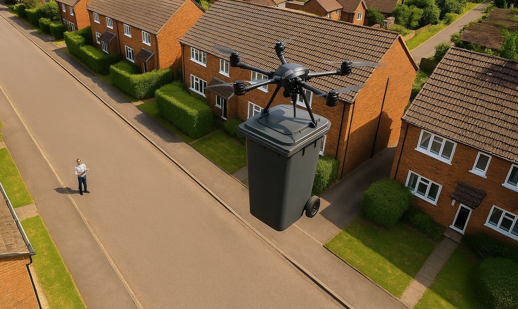 Flying bin drones begin waste collection trial in Milton Keynes ...