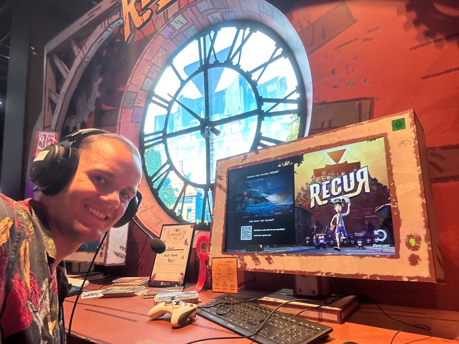 The Recur booth, built with as much care as the game inside it.