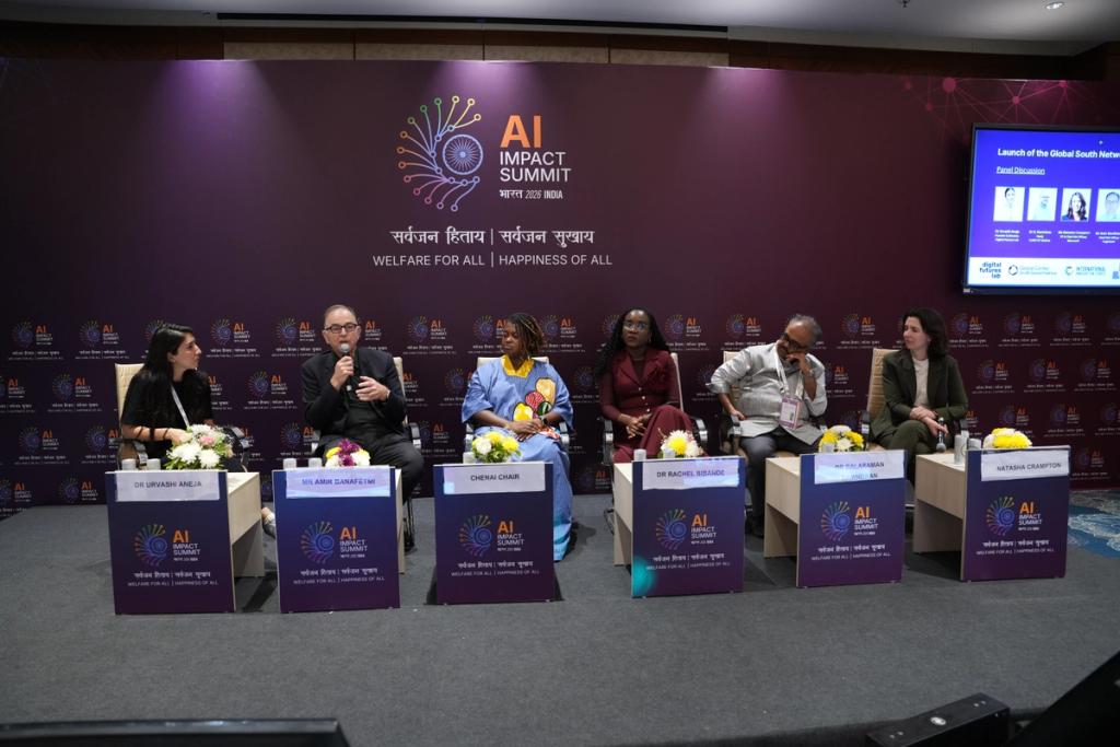 From left: Dr Urvashi Aneja, Mr Amir Banifatemi, Ms Chenai Chair, Dr Rachel Sibande, Dr B. Ravindran, Ms Natasha Crampton