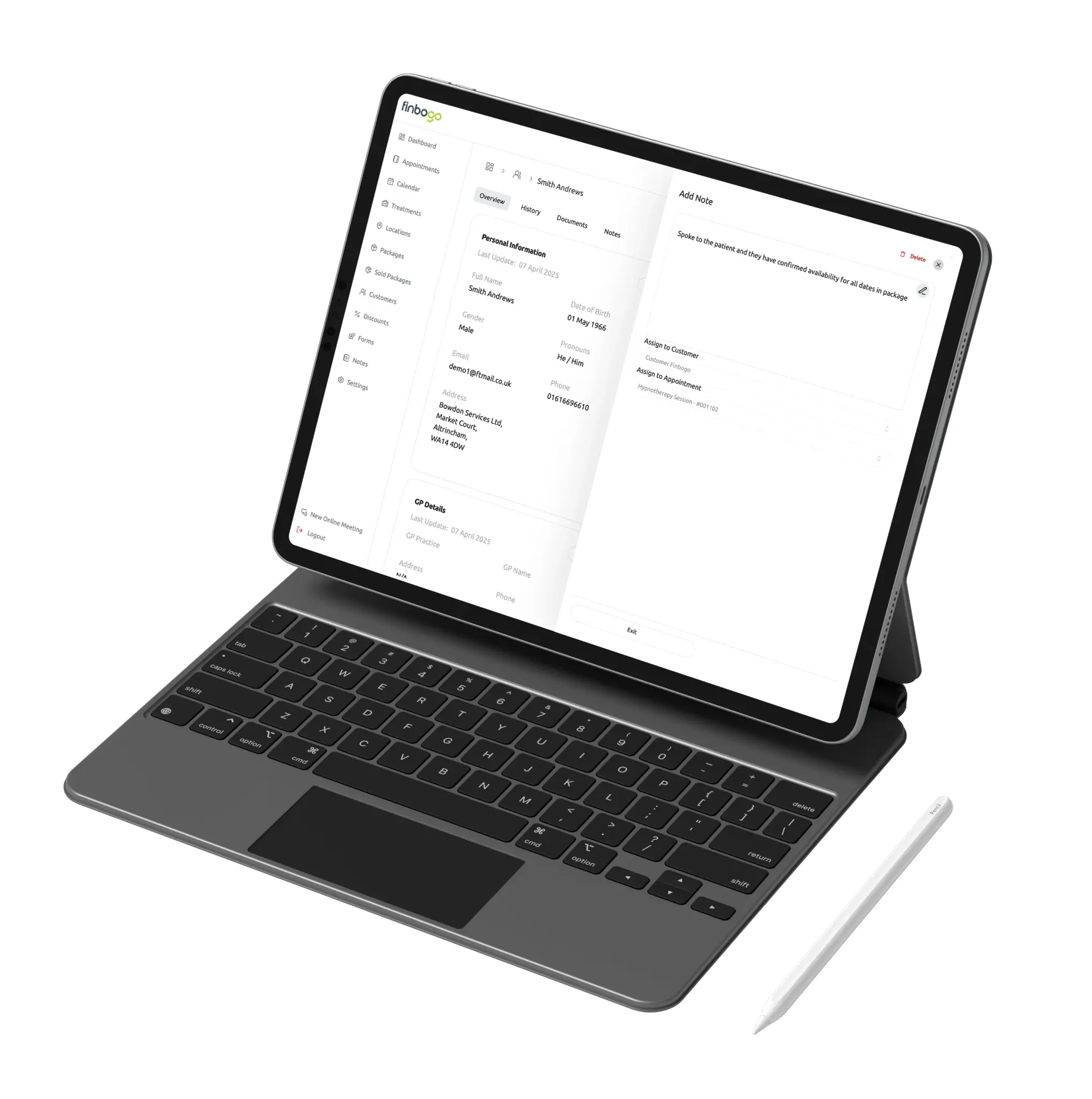 Patient notes screen