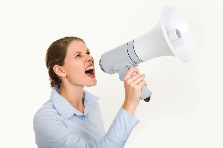 Business woman with megaphone