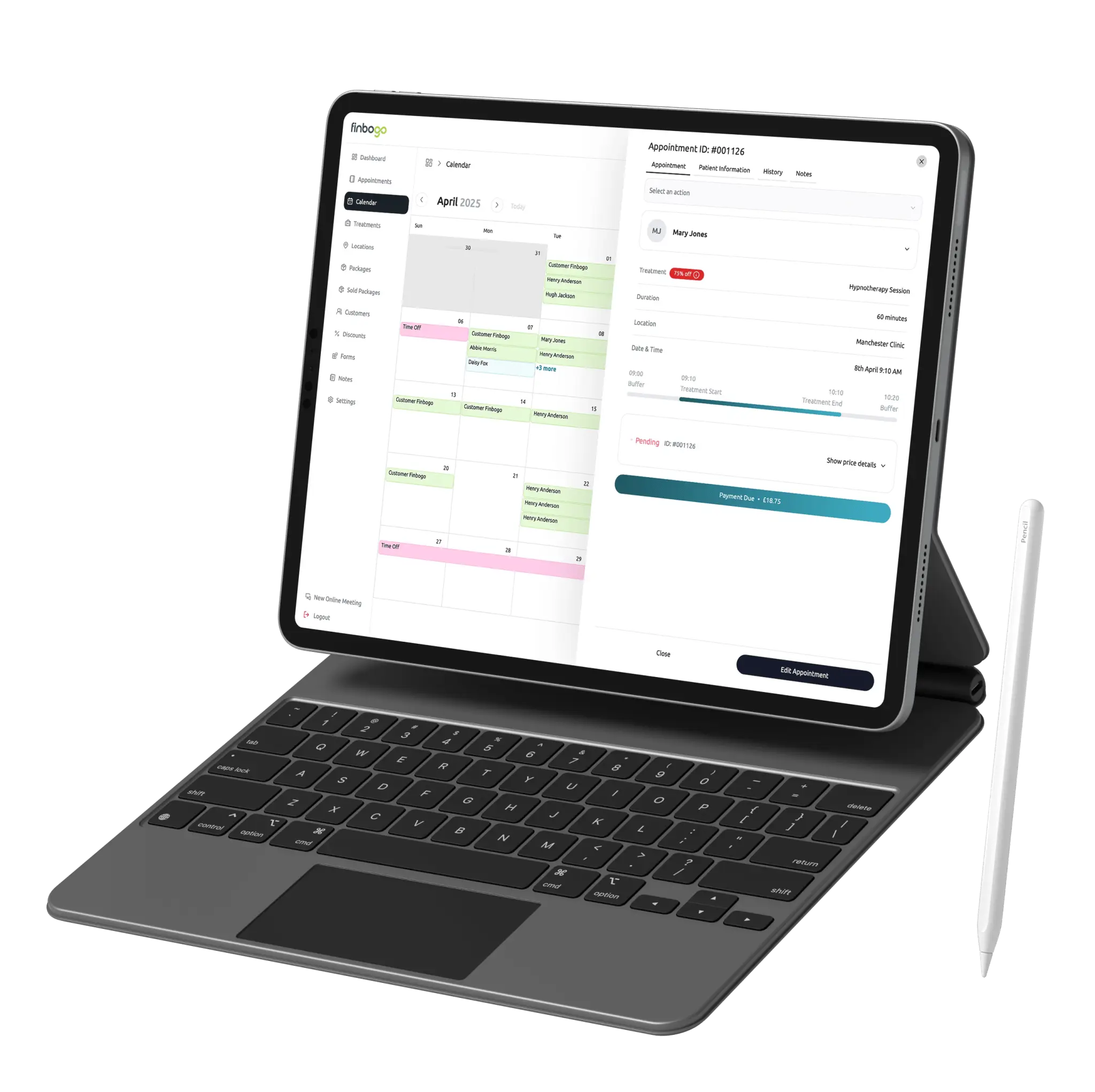 Booking screen