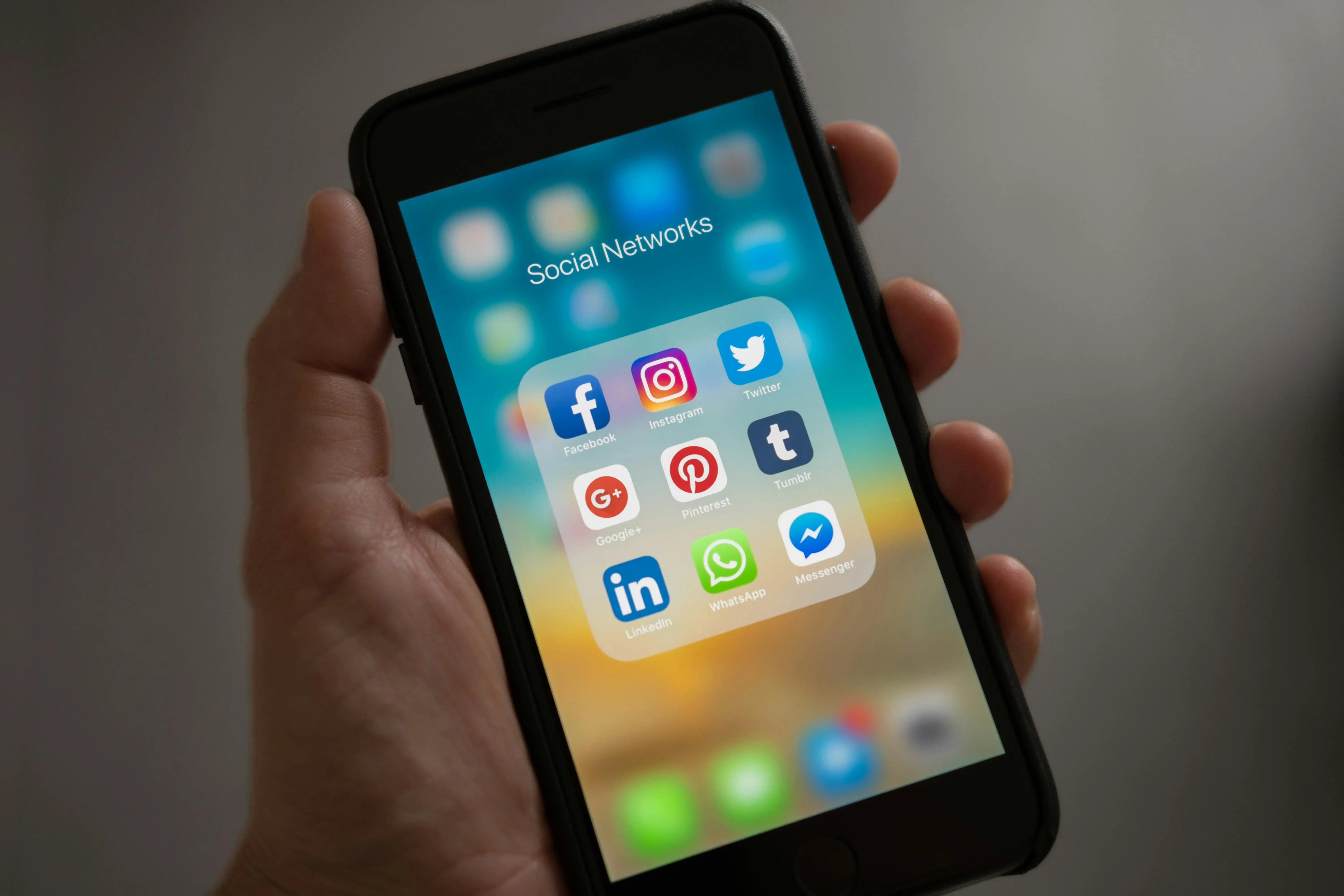 Mobile phone with socials on screen