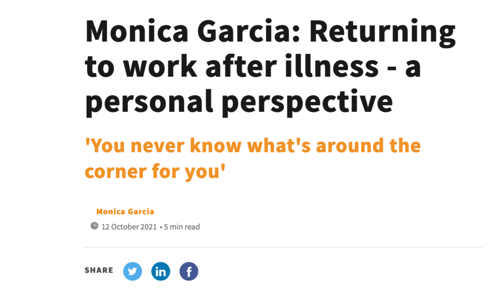 Returning to work after illness – a personal perspective
