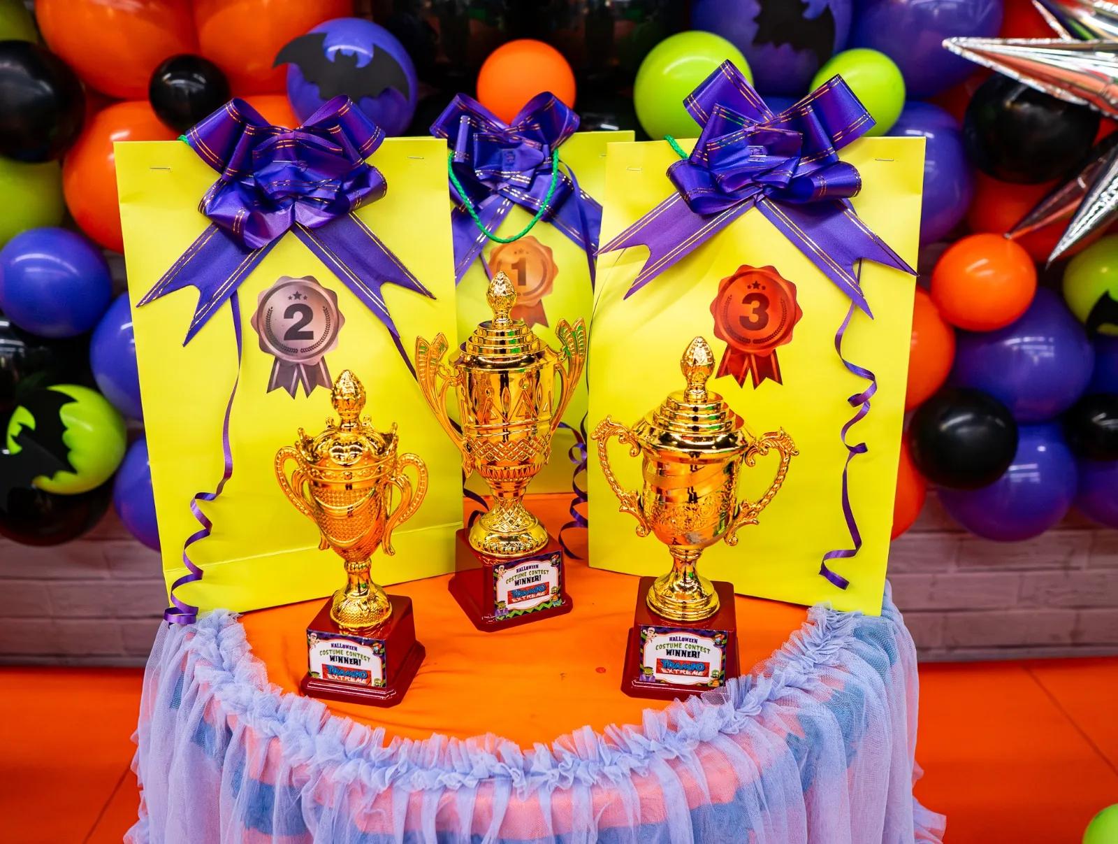 Trophies and prize bags for the costume competition