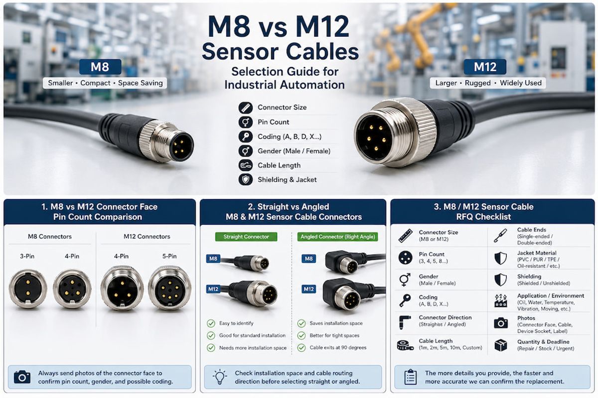 M8 vs M12 Sensor Cables: Selection Guide for Industrial Automation