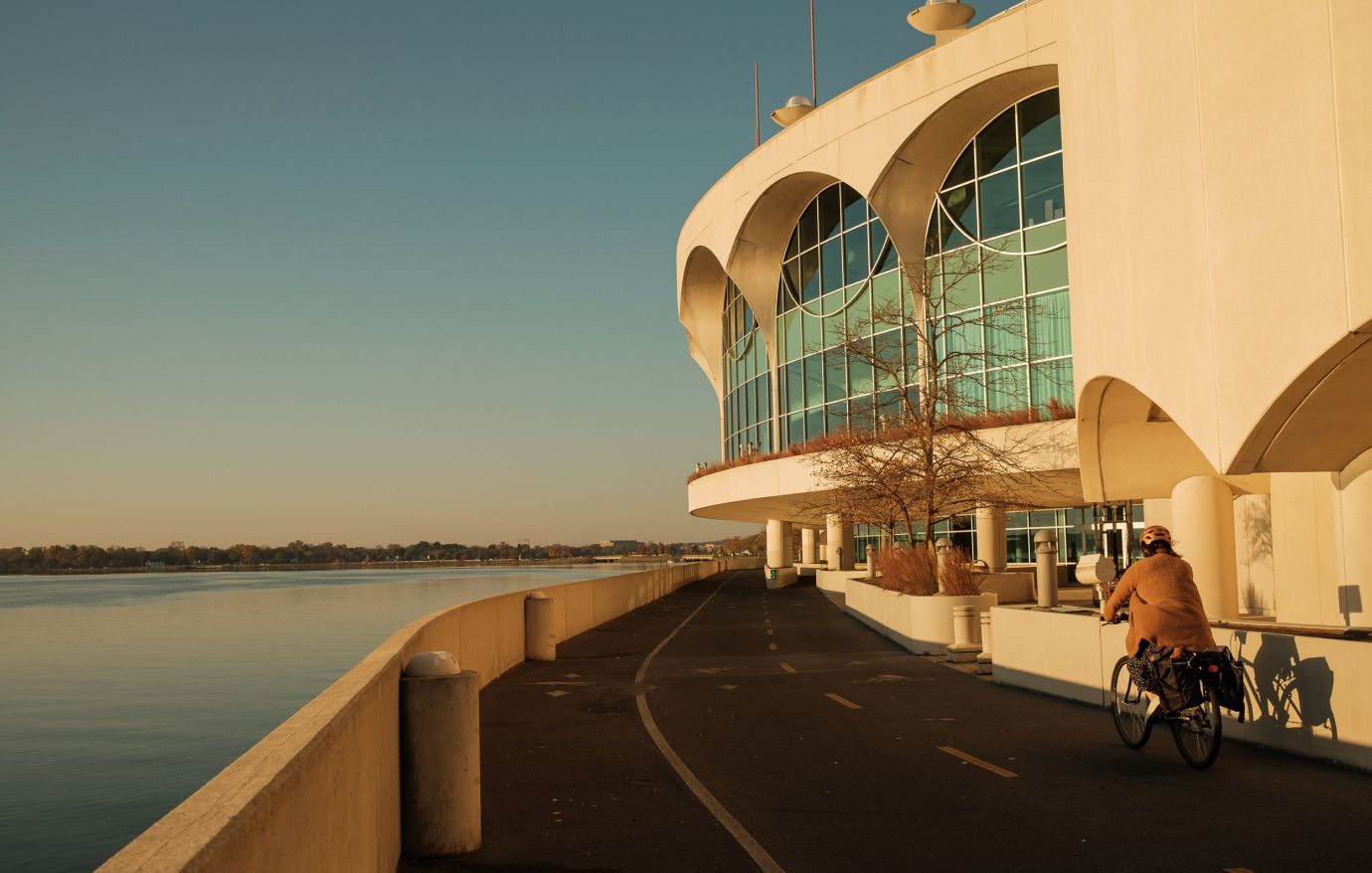 The bike trail running alongside Monona Terrace Community and Convention Center