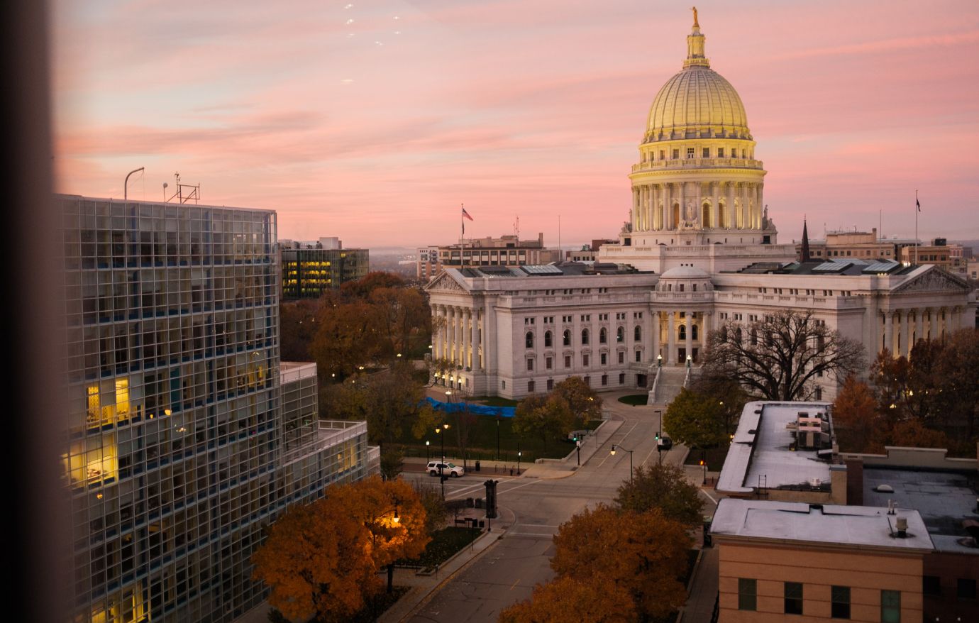 View of the Wisconsin Capitol at sunrise
