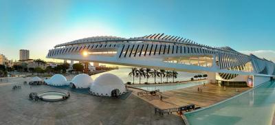 The Lumisphere installed in front of the Museum of Tomorrow, Praça Mauá, Rio de Janeiro, Brazil.