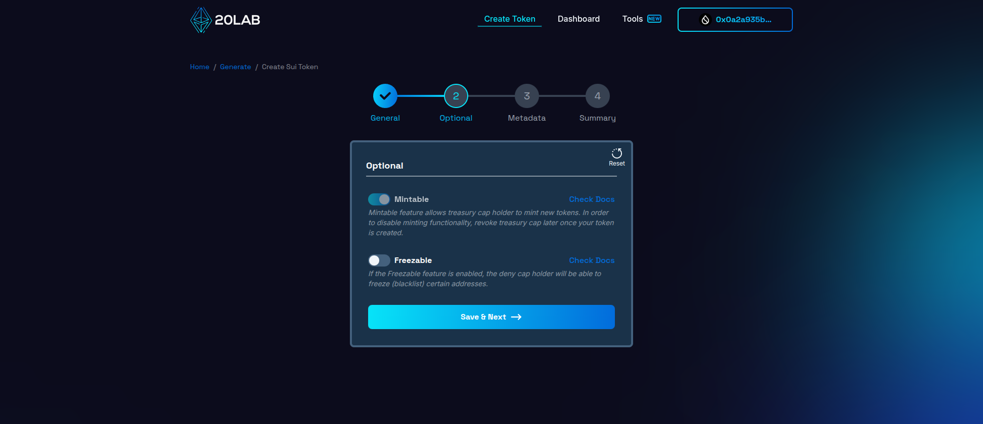 Mintable feature pre-enabled during Sui token generation