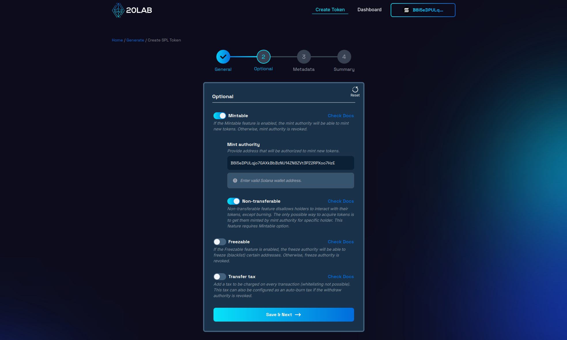Enabling Non-transferable option along with Mintable feature