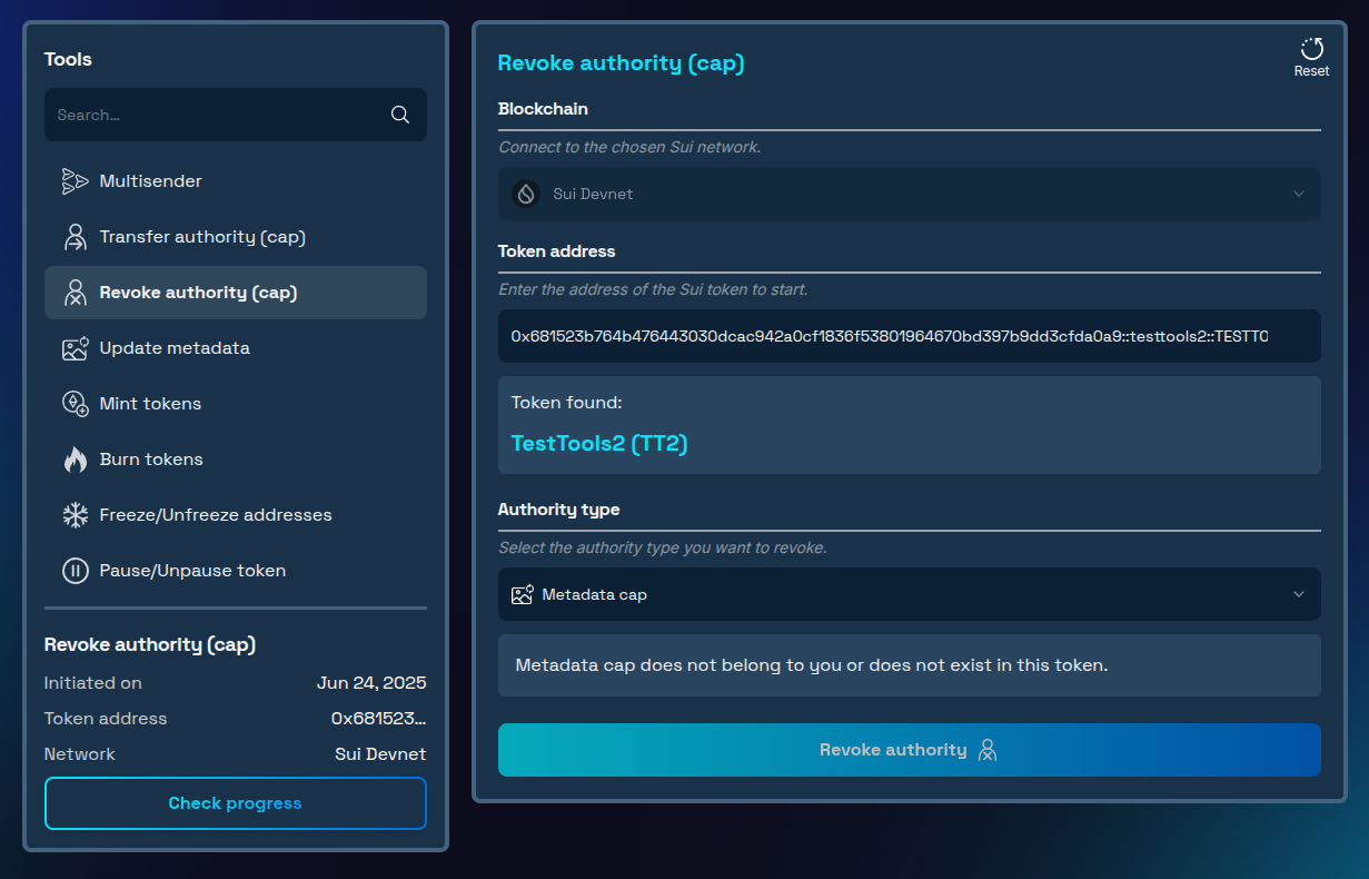 Metadata Cap revoked forever