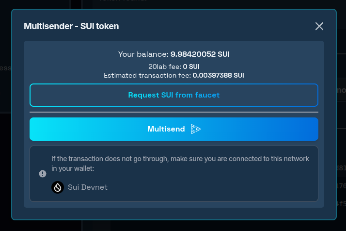 Final multisender confirmation window